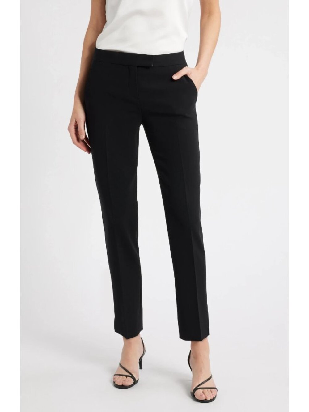NWT Theory Ibbey in DBlack Urban Wool Stretch Straight Trouser Pants 8